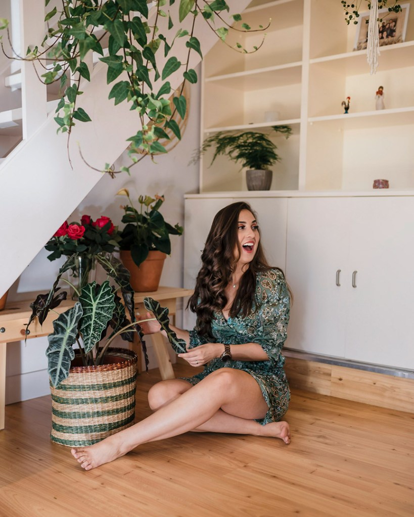 Woman taking care of her plants