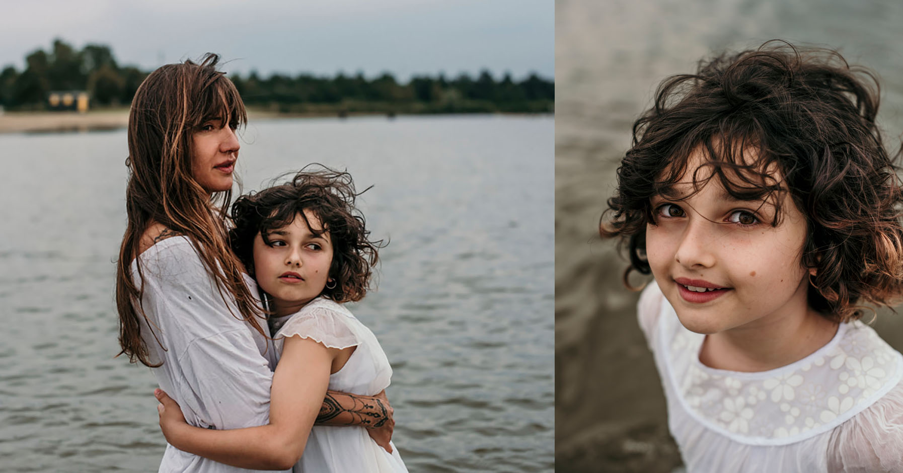 Beautiful mom and daughter