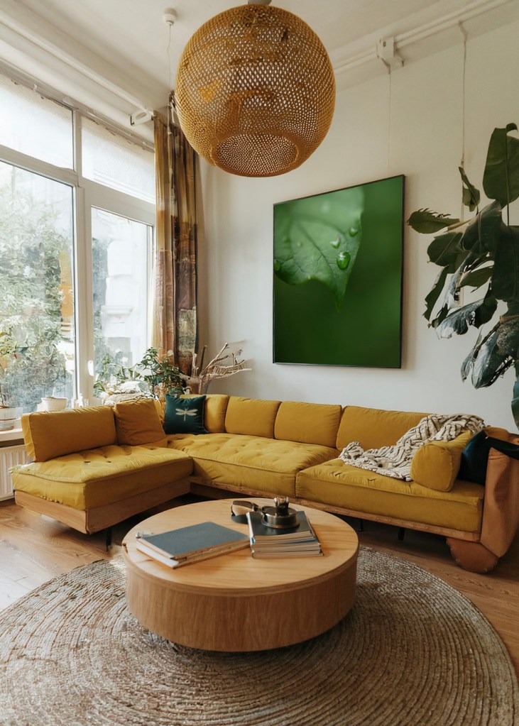 Huge decorative squared photograph that goes well with all kind of decor. Green is life, it's nature and bring peace to a living room.